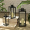 MATICO Edelstahl Dekorative Kerzenlaterne 3er Set, Hängende Dekor Hurricane Laterne Kerzenhalter für Festival Zeremonie Home Decor, Sowohl Innen- als auch Außenbereich, Schwarz