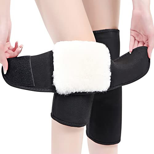 Wool Knee Warmer Thermal Leg Warmer Knee Sleeves Supports Leg Knee Brace Arthritis Relief Anti-Slip Thicken Wool Knee Pads for Elderly Women Men