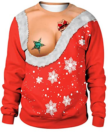 Rude Reindeer Cute Novelty Personalised Plus Size Santa Cat Xmas Jumper for Women & Men - Merry Christmas Sweatshirt - Adult XXL