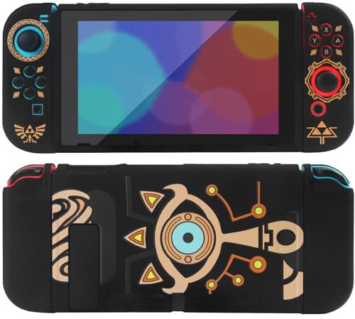 TIKOdirect Custodia protettiva per Nintendo Switch, custodia protettiva morbida in pelle con motivo piuttosto fresco, retro antiurto sottile in silicone e custodia per interruttore, colore nero occhio