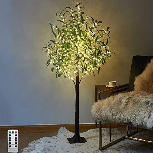 150 cm LED Baum, LED-Deko-Olivenbaum, 560 Beleuchtet Grüne Blätter, 240 LEDs Lichterbaum, Alternativer Weihnachtsbaum, 8 Lichtmodi, IP44, Beleuchteter Olivenbaum, Künstliches Grünpflanzen mit Lichter