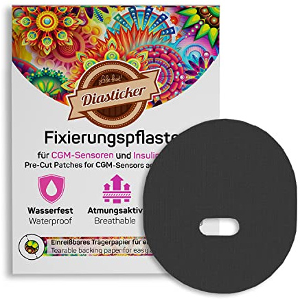 Diasticker® | Medtronic Enlite Guardian Fixierpflaster (10 Stück, Schwarz) | Wasserfest - Atmungsaktiv - Starker Halt | Patch, Fixierung, Tape, Pflaster