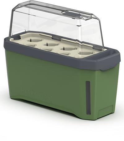 GUSTA GARDEN Harry Herbs 4in1 Kräutertopf Dunkelgrün - Pflanzentopf - Abnehmbare Anzuchthaube & Bewässerungssystem - 0,5L Wassertank & 5L Erdvolumen