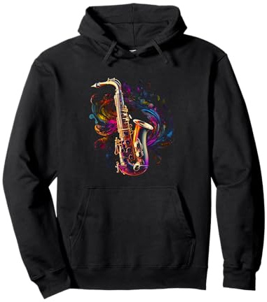 Saxophon Farben Bunt Musiker Geschenk für Saxophonisten Pullover Hoodie