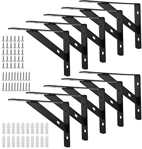 JAPCHET 10 PCS 6 Inch Shelf Support Bracket, 15cm Triangle Shelf Support Bracket with Screws, Shelf Bracket for Bookshelf, Cupboard