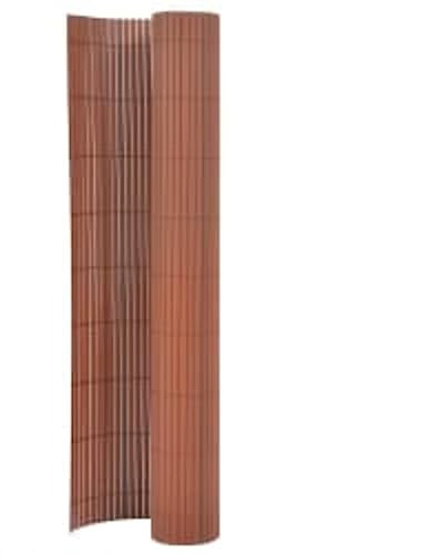 vidaXL Double-Sided Garden Fence 110x300cm - Versatile PVC Fence for Defining Garden Spaces and Providing Sun and Wind Protection - Brown