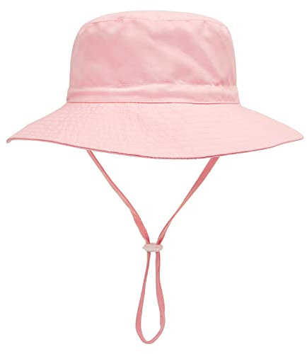 YANWANG Cappello da Sole a Secchiello Regolabile per Bambini, Cappello da Spiaggia con Protezione Solare UPF 50+ per Bambini Ragazzi Ragazze(Rosa Chiaro,2-6Years)