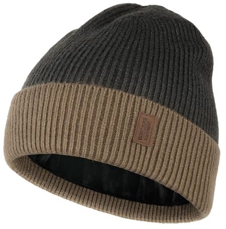 Wmcaps Beanie Mütze, Herren Winter Warme Unisex Wintermütze Strickmütze Dehnbare Weiche Wollmütze mit Bündchen und Dickem Warmem Futter Geschenk für Freundin männer Frauen (Tie-Dyed Khaki)
