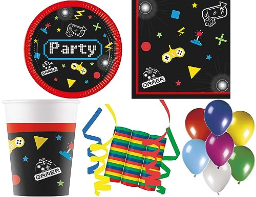 140-tlg. Set Kindergeburtstag Party Feier Fete Deko Motto Gaming Party Gamer Zocker