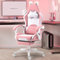 Dowinx Gaming Chair Cute with Cat Ears and Massage Lumbar Support, Ergonomic Computer Chair for Girl with Footrest and Headrest, Comfortable Reclining Game Chair 290lbs for Adult, Teen, Pink