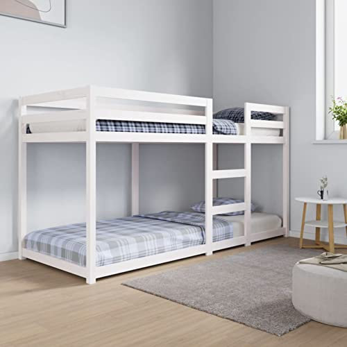 SECOLI etagenbett 80x200 Etagenbett Erwachsene Etagenbett 2 Kinder hochbett stockbett doppelbett Massivholz Kiefer-Weiß-80 x 200 cm