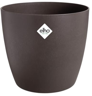 Elho The Coffee Collection Redondo 22cm - Macetero de Interior - Hecho con Café Molido y Plástico Reciclado - Marrón/Espresso Marrón