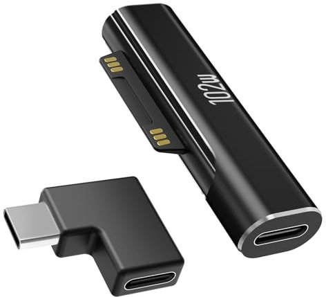 USB C zu Surface Adapter, Typ C Adapter auf Surface Steckeradapter 45W 15V3A Typ C Ladeadapter für Microsoft Surface Pro 9/8/7/6/5/4/3/X, Surface Go, Surface Laptop 5/4/3