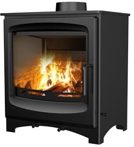 Oskar Kaminofen | Rechteckig 8,4 KW | Energieeffizienzklasse A | Robuste Gusseisenkonstruktion für kontinuierliche Wärme | Einfache Bedienung, Schwarz