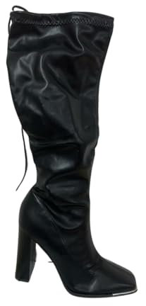 Generico Stivale Donna Eco Pelle Aderente Tacco Quadrato (Nero, 40)