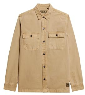 Superdry Herren Military Langarm-Overshirt Canyon Sandbraun M