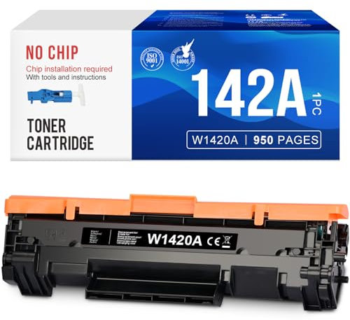 ZIPRINT 142A W1420A W1420X Toner Ersatz für HP142A W 1420A W 1420X Toner für hp Laserjet MFP m140we Toner m110we MFP m140w m139we m139w(1 Schwarz, kein Chip)