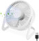 RISVOWO Tischventilator USB Ventilator, 6,5 Mini Ventilator Leise, 360°Dreheinstellung Abnehmbar Desktop Ventilator mit 1.5m USB Kable, für Büro, Schlafzimmer, Outdoor-Camping (Weiß)