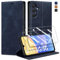 Guisessy Handyhülle für Samsung Galaxy A15 5G /4G Hülle Leder und 2 Schutzfolie, Premium Klappbar Flip Wallet mit Magnet Kartenfach Standfunktion Schutzhülle für Samsung A15 4G/5G, Blau
