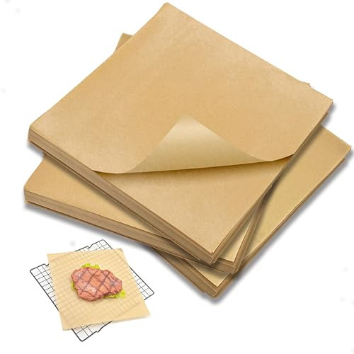 Pergamentpapier, 30,5 x 30,5 cm, vorgeschnittene Lebensmittelpapierbögen, zum Backen, Kochen, Braten, Antihaftwachspapier, Lebensmittelkorbeinlagen, geeignet für Luftfritteusen, Öfen, Backformen,