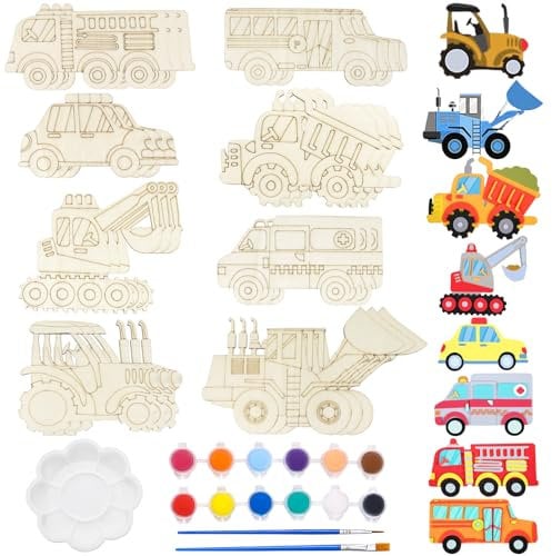 Automobil Holz Bastelset, 29 Stück Automobil zum Bemalen, Holzbastelsets für Kinder, Holz Automobil Basteln, Automobil holzstücke für Mädchen/Jungen DIY Geburtstag Handwerk, DIY Malen Dekoration
