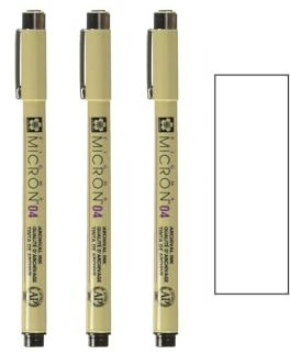PIGMA MICRON Sakura 04 Schwarz, 3 Stück und 1 Karte