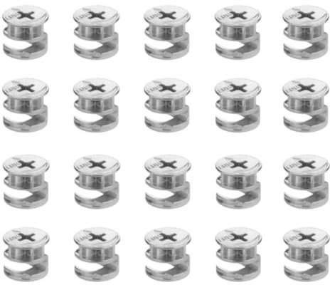 20 serrature a camma argentate per mobili, 15 x 11,5 mm, compatibili con parti hardware IKEA, ruote eccentriche, set di dadi e bulloni (15 x 11,5 mm)