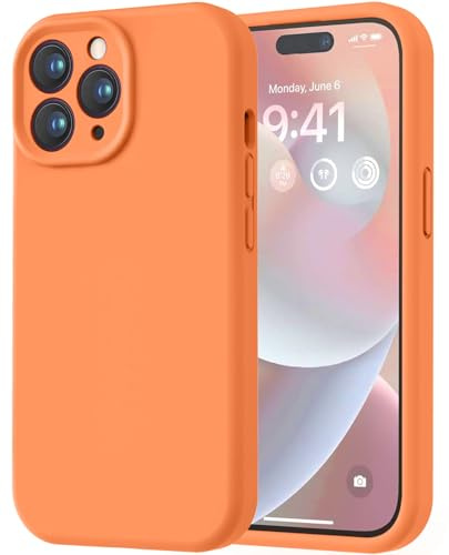 LOVE 3000 Designed for iPhone 14 Pro Case, Premium Silicone with [Soft Anti-Scratch Microfiber Lining] Shockproof Protective Phone Case for Lanyard 6.1, Bright Orange