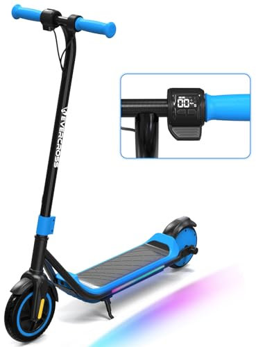 EVERCROSS E6 Elektroroller für Kinder, 7 Leichter E-Scooter für 6-12 Jahre, Elektroscooter mit Einer Reichweite von bis zu 15 km und 7-farbigen Lichtern, 3 Geschwindigkeitsmodi (8, 12, 16 km/h)