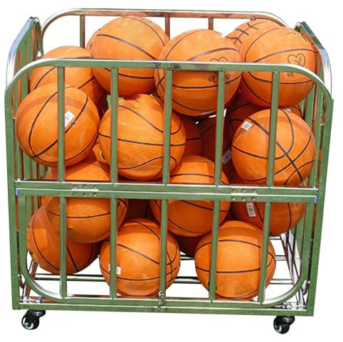 Heavy Duty Ball Storage Hopper On Wheels, Large Capacity Sports Equipment Bin for Football Volleyball, Basketball Cage for Gym Playground School
