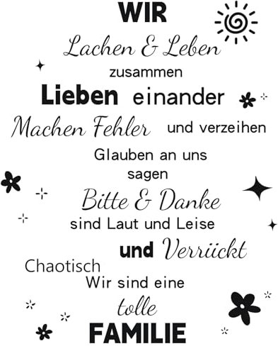 HPNIUB WIR lachen leben zusammen Wandtattoo Familie Wandtattoo Sprüche Zitate Flur Wohnzimmer Aufkleber Selbstklebend Wandaufkleber Wandsticker Wandtatoos