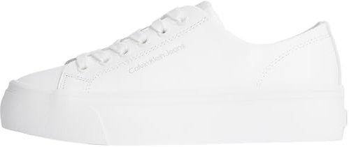 Calvin Klein Damen Vulcanized Sneaker Flatform Low aus Leder, Weiß (Triple Bright White), 37