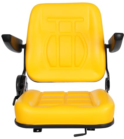 Tractor Seat, Lawn Mower Seat Seat with Armrests Durable Universal Replacement Seat for Excavator, Backhoe, Dozer Tractors, Forklifts, Heavy Equipment (Yellow)