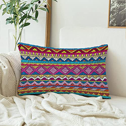 Cuscino Copricuscini Ikat Mexican Geometric Tribe Pattern Tribal Motifs Colorful Needlework Oriental Copricuscini Arredo Casa Decorazione,Cerniera Invisibile Federe Per Cuscini 40X60Cm