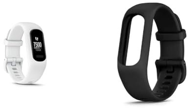 Garmin vivosmart 5, S/M Replacement Band, Black vivosmart 5 Smart Health and Fitness Activity Tracker with Touchscreen, White, Small/Medium