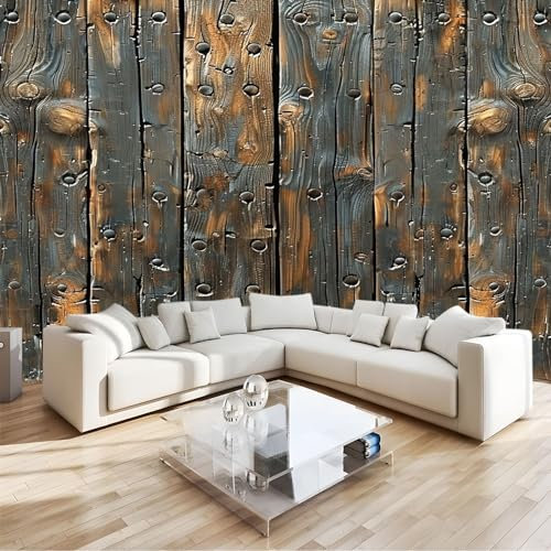 Papier Peint Panoramique 200 x 140 cm Grain de bois rétro Papier Peint intissé Poster Tableaux Muraux Tapisserie Photo Trompe l'oeil pour Chambre Salon Décoration Murale