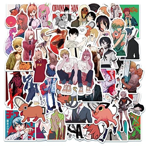 50Pcs Anime Chainsaws Mans Pochita Vinyl Cartoon Anime Sticker for Water Bottle Laptop Cartoon Stickers
