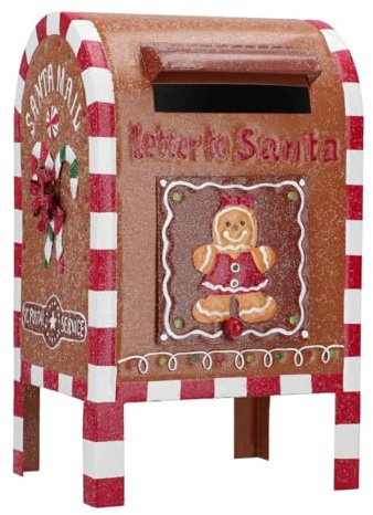 Timstor Mailbox Briefkasten Weihnachtsmann Lebkuchen 22 x 34 cm Metall Weihnachtsdekoration