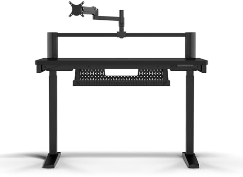 Corsair Platform:4 Elevate – 120 cm x 76 cm, Verstellbarer Höhe, Electric Stehender Computer Home Office Gaming-Schreibtisch, USB-Anschluss, Monitorarm Inbegriffen – Schwarz