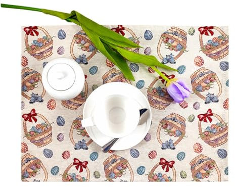 Tischset für Frühstück aus Stoff Gobelin Ostern – Tischset Ostern – Made in Italy (Korb)