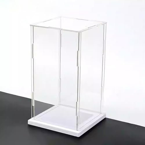 Vibeo Acryl Vitrine Verdickte Transparente Acrylbox, Rechteckige Acrylvitrine für Sammlerstücke, Selbstmontierbarer Aufbewahrungs-Organizer für Spielzeug-Actionfiguren(White,25x20x50cm(10x6x20))