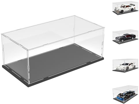 Nynelly Acryl-Vitrine für Lego Mustang 10265 für Lego Porsche 911 10295 10304 10337 10353 42176 für Lego-Auto-Vitrine, staubdicht, verdickte, transparente Displaybox (schwarz)