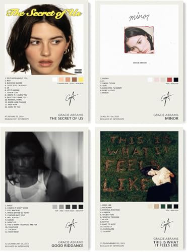 generisch Gracie Abrams Poster (Set of 4) Music Album Cover Signed Limited Leinwand Unframed 8inx12in(20x30cm) Leinwand Poster
