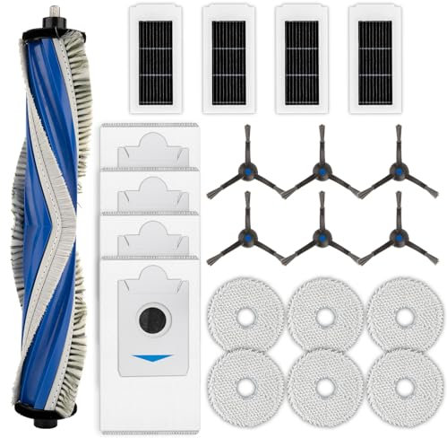 (21 Pezzi) X5 Omni Ricambi Compatibili Con Robot Aspirapolvere Ecovacs Deebot X5 Omni/X5 Pro Omni, 1 Spazzola a Rullo, 6 Spazzole Laterali, 4 Sacchetti Raccoglipolvere, 4 Filtri Hepa, 6 Panni Per Moci