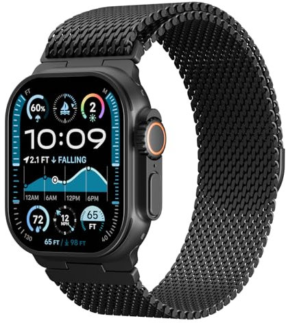 Metall Ersatzarmband Kompatibel mit Apple Watch Armband 49mm 46mm 45mm 44mm 42mm Damen Herren, Milanaise Edelstahl Magnetisch Armbänder für iWatch Ultra 3/2/1 Series 11 10 9 8 7 6 5 4 3 SE