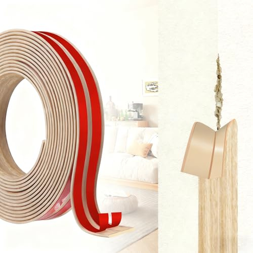 Baguette d'angle Autocollante PVC, Protection Flexible pour Murs et Meubles, Cornière Moulure Murale Profilé de Bord Souple pour Plafonds, Sols et Portes