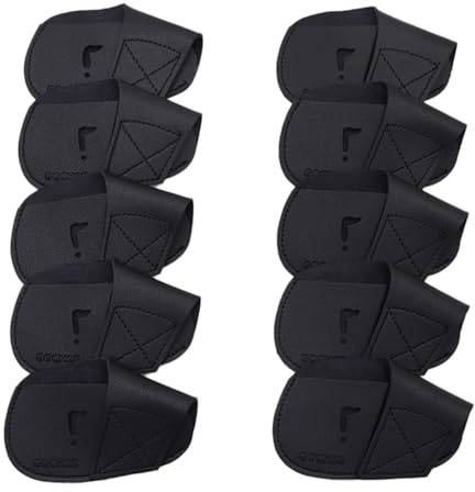 GOCHSS Golf Eisenkopf-Schoner, 10 Stück, PU-Material, passend für Rechtshänder, Golfclub-Schutz für Titleist, Callaway, Ping, Taylormade und weitere Marken
