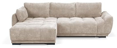 foamnova Leuven Big Sofa mit Recamiere Links – großzügiges Wohnlandschaft Sofa mit Schlaffunktion & Doppelliege – Maße: 269x169 cm