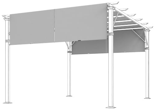 Outsunny Toiles de Rechange Pergola Rétractable 4,9x1,2m Gris Clair | Lot de 2, pour pergola de 3 x 3 m, tissu polyester, protection UV