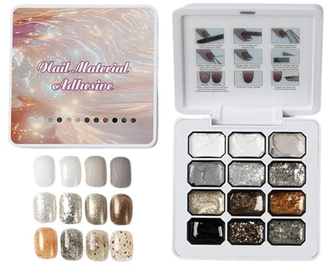 Gel-Nagelpalette 12 Farben Halbfeste Glitzer-Verlaufspalette | Nagellack-Gel für Mädchen, Frauen, Jugendliche, Mütter, zum Üben, Salon, Zuhause, Party, Urlaub, Sommer, Frühling,
